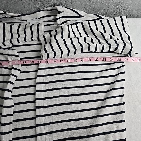 J. Jill Open Front Duster Cardigan Womens 2X Blue White Striped Coastal Sailor - Picture 4 of 11
